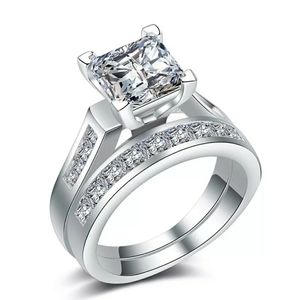 💍Gorgeous silver cz wedding set princess cut